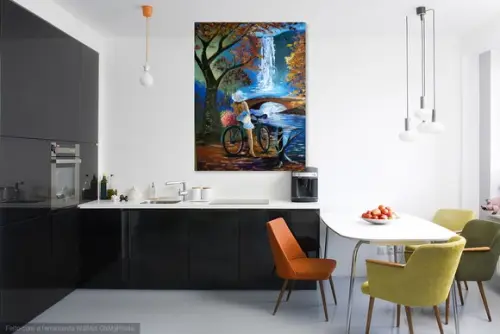 Quadros Pintura Paisagem Cachoeira Mulher Bike Black Friday