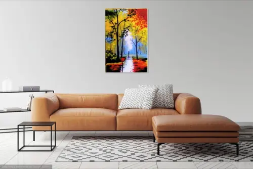 Quadros Pintura Paisagem Caminhada na Floresta Black Friday