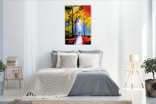 Quadros Pintura Paisagem Caminhada na Floresta Black Friday