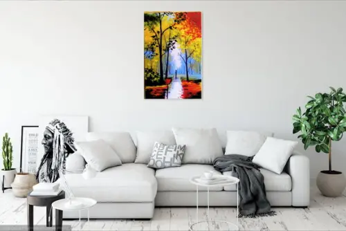 Quadros Pintura Paisagem Caminhada na Floresta Black Friday