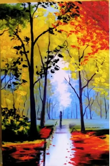 Quadros Pintura Paisagem Caminhada na Floresta Black Friday