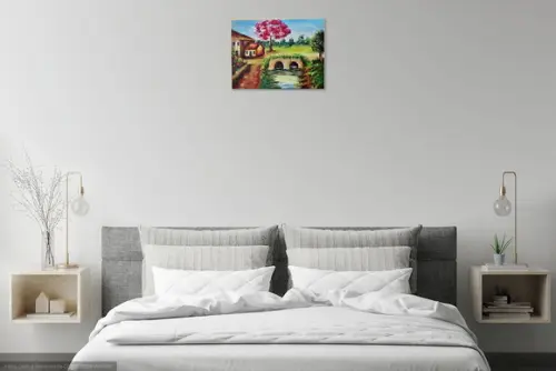 Quadros Pintura Paisagem Caminho Casa Canal Black Friday