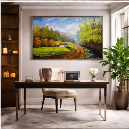 Quadros Pintura Paisagem Caminho Eucaliptos Black Friday
