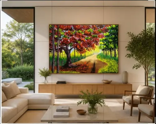 Quadros Pintura Paisagem Caminho Flamboyant Black Friday