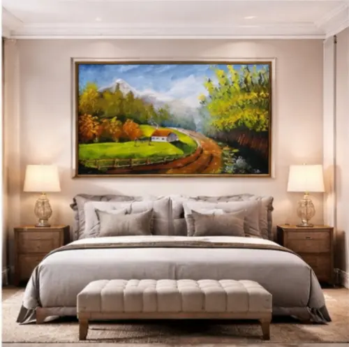 Quadros Pintura Paisagem Caminho Eucaliptos Black Friday