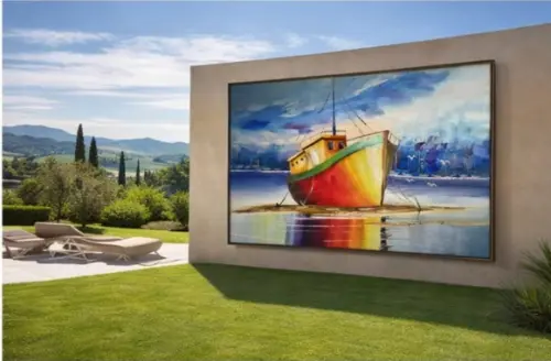 Quadros Pintura Paisagem Marina Barco Ancorado Black Friday