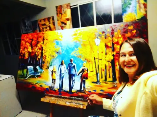 Quadros Pintura Paisagem Moderno Família Feliz Black Friday