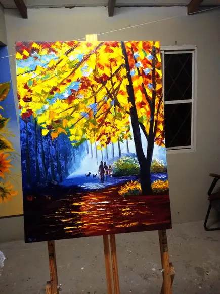 Quadros Pintura Paisagem Moderno Família Unida Black Friday