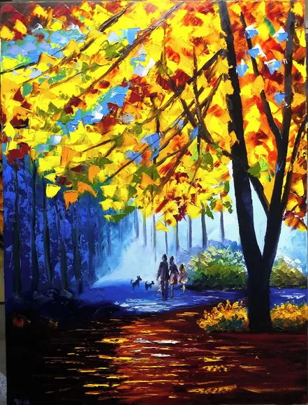 Quadros Pintura Paisagem Moderno Família Unida Black Friday