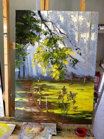 Quadros Pintura Paisagem Raios de Sol Floresta Black Friday