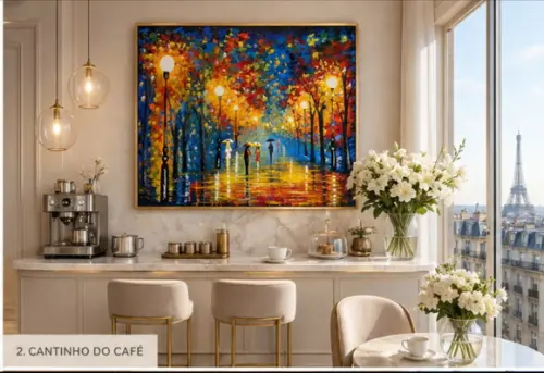 Quadros Pintura Paisagem Urbana Chuva de Outono Black Friday