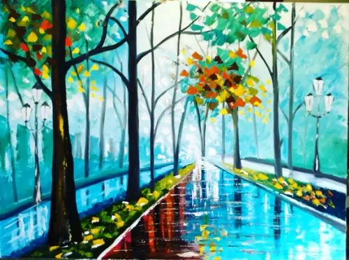 Quadros Pintura Paisagem Urbana Depois da Chuva Black Friday