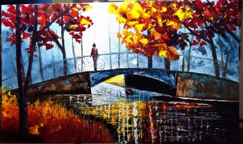 Quadros Pintura Paisagem Urbana Mulher Presente de Natal
