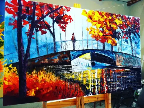 Quadros Pintura Paisagem Urbana Mulher Presente de Natal