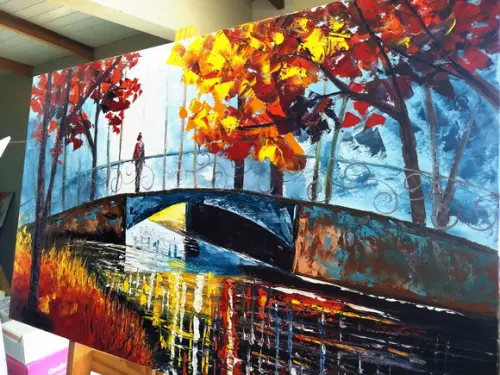 Quadros Pintura Paisagem Urbana Mulher Presente de Natal