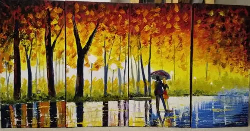 Quadros Pintura Paisagem Urbana Rua Molhada Black Friday