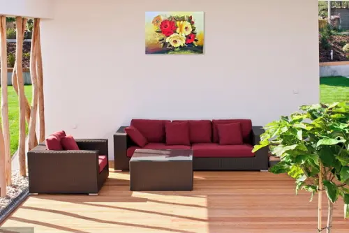 Quadros Pintura Rosas Vermelhas e Amarelas Black Friday
