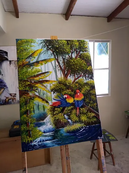 Quadros Pintura Tela Amazonas Araras Vermelhas Black Friday