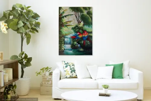 Quadros Pintura Tela Amazonas Araras Vermelhas Black Friday