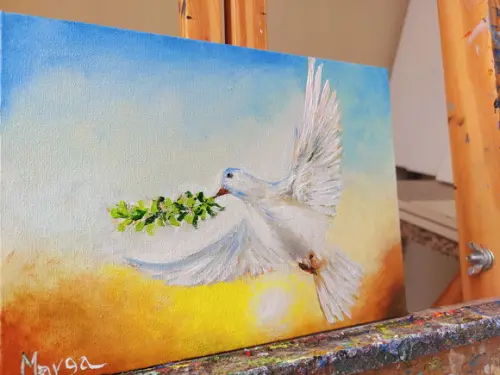 Quadros Pintura Tela Animais Pomba da Paz Presente de Natal