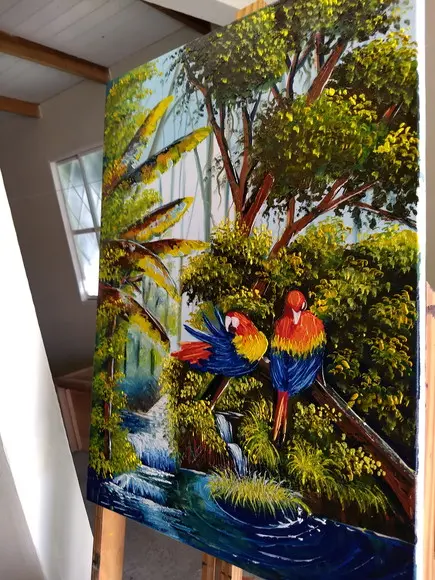 Quadros Pintura Tela Amazonas Araras Vermelhas Black Friday