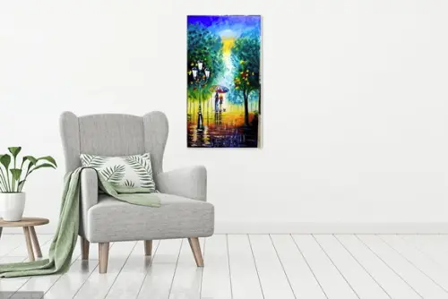 Quadros Pintura Tela Casal com Cachorro Black Friday
