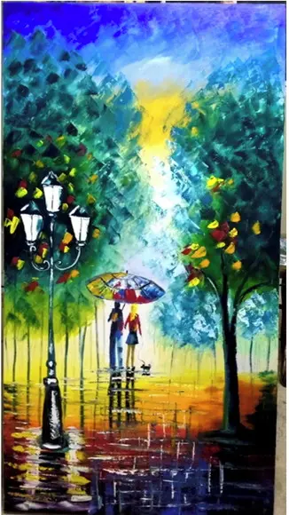 Quadros Pintura Tela Casal com Cachorro Black Friday