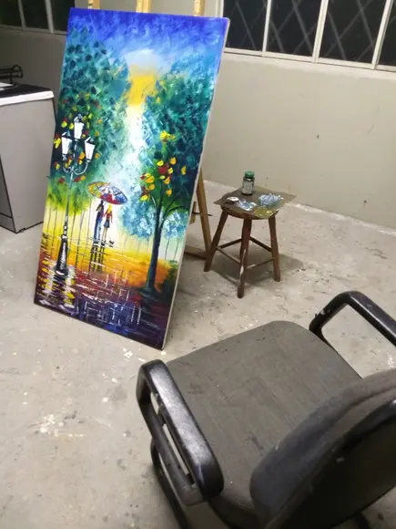 Quadros Pintura Tela Casal com Cachorro Black Friday