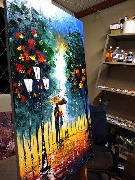 Quadros Pintura Tela Casal com Cachorro Presente de Natal