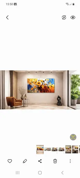 Quadros Pintura Tela Floral Abstrato Moderno Flores Amarelas