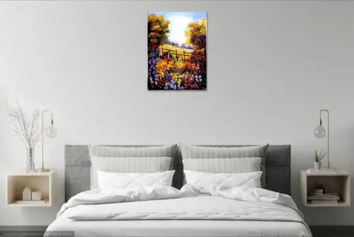 Quadros Pintura Tela Paisagem Campo de Tulípas Black Friday