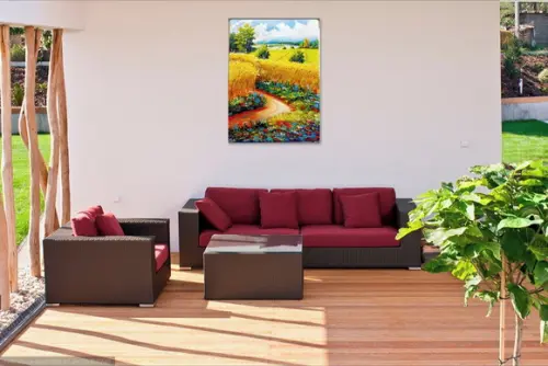 Quadros Pintura Tela Paisagem Lavoura de Trigo Black Friday