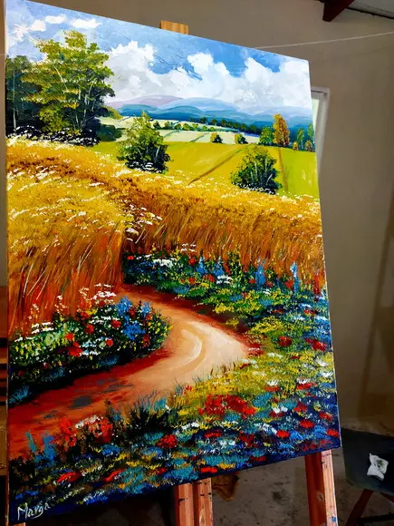 Quadros Pintura Tela Paisagem Lavoura de Trigo Black Friday