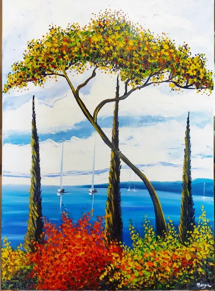 Quadros Pintura Tela Paisagem Mar Barcos a Vela Black Friday