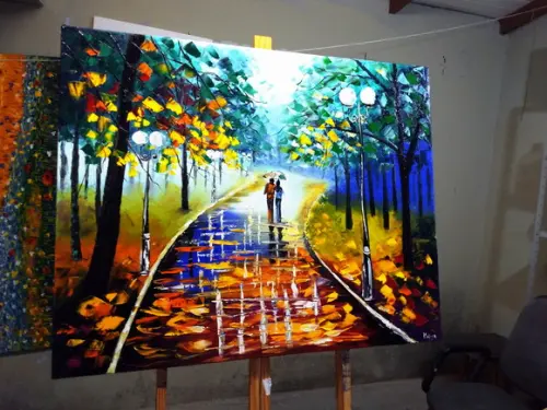 Quadros Pintura Tela Paisagem Urbana Abstrato Moderno Love