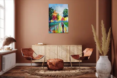 Quadros Pintura Tela Paisagem Urbana Abstrato Moderno Casal