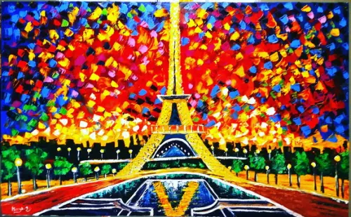Quadros Pintura Tela Paisagem Urbana Abstrato Torre Eiffel