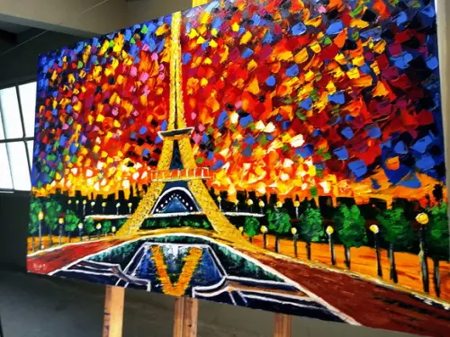Quadros Pintura Tela Paisagem Urbana Abstrato Torre Eiffel