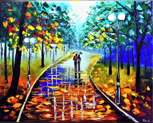 Quadros Pintura Tela Paisagem Urbana Abstrato Moderno Love