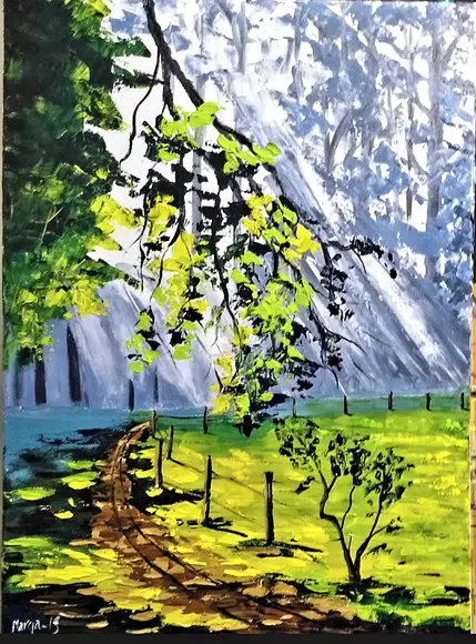 Quadros Pintura Tela Raios de Sol na Floresta Black Friday