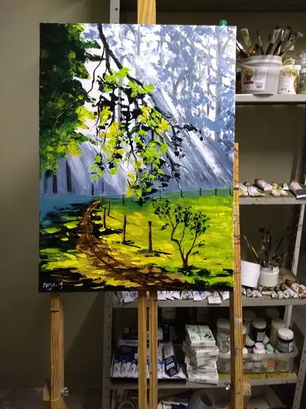 Quadros Pintura Tela Raios de Sol na Floresta Black Friday