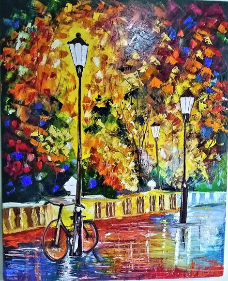 Quadros Pintura Tela Urbana Abstrato Bicicleta Black Friday