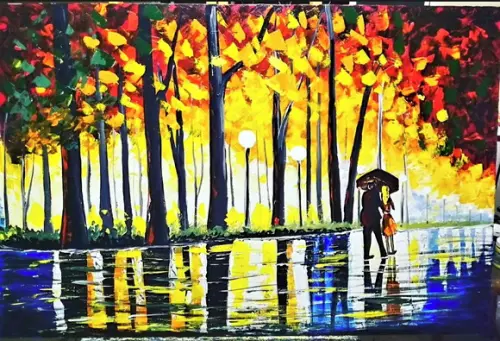 Quadros Pintura Tela Urbana Casal Rua Molhada Black Friday
