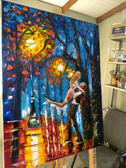 Quadros Pintura Tela Urbana Noite Romance Casal Black Friday