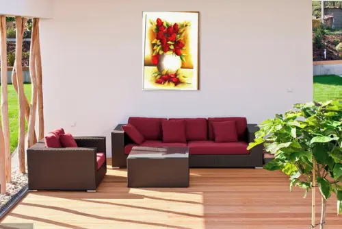 Quadros Pintura Tulipas Vermelhas no Vaso Black Friday