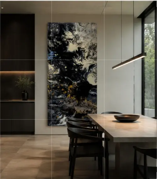 Quadros Pouring Acrílico Black And White Presente de Natal