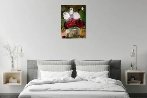 Quadros Rosas Brancas e Vermelho Presente de Natal