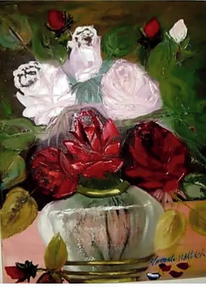 Quadros Rosas Brancas e Vermelho Presente de Natal
