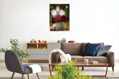 Quadros Rosas Brancas e Vermelho Presente de Natal