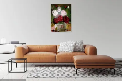 Quadros Rosas Brancas e Vermelho Presente de Natal